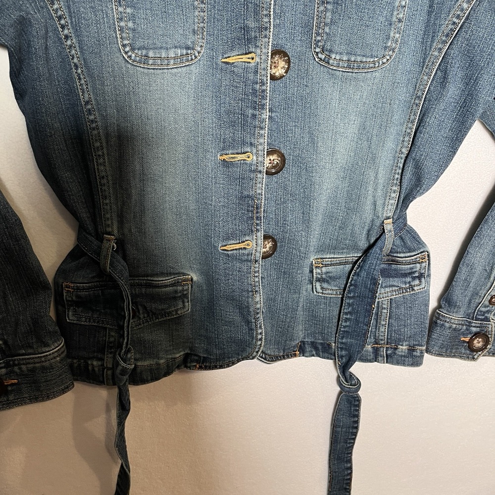 Mossimo Stretch Denim Blue Button-Up Jean Jacket Size XL w/Belt - Picture 2 of 12